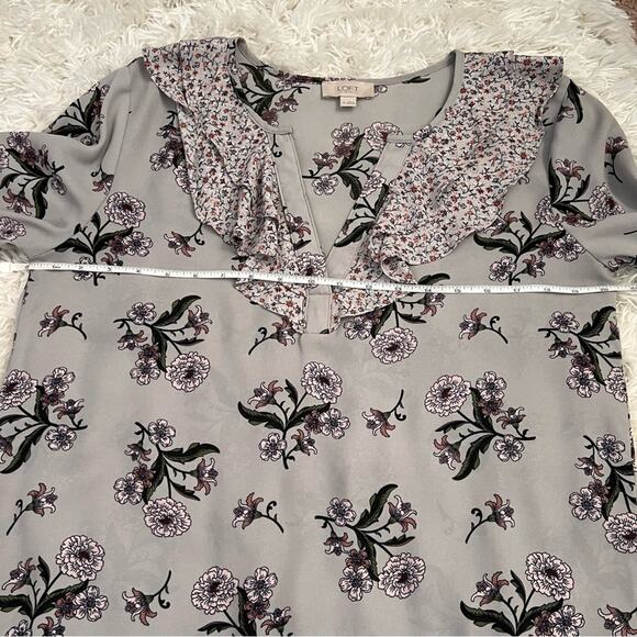 Loft Outlet Multicolored Floral Ruffle Blouse Top Size M - Picture 7 of 8